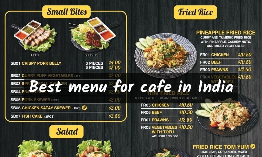 Best menu for cafe in India